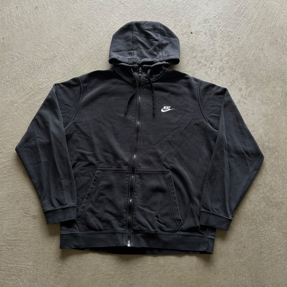 Nike Sportswear Sweatshirt Size XL Black Hoodie Full Zip Swoosh Logo Athletic
